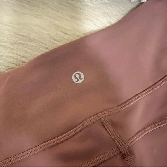 LULULEMON 2 Rose Blush Pink Cropped Sheer Panels High Waisted Leggings Workout - Picture 9 of 11